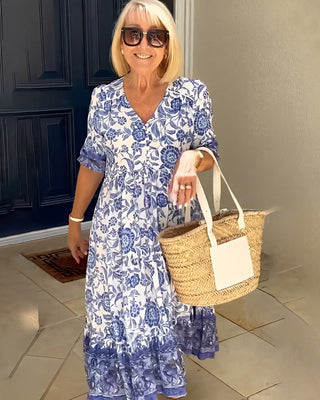 Judith - Blumenkleid mit V-Ausschnitt