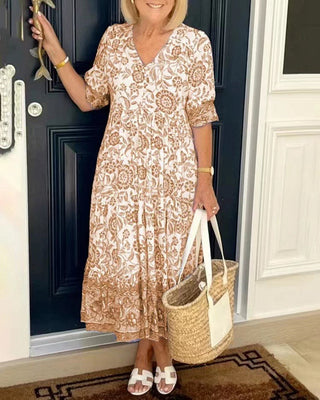 Judith - Blumenkleid mit V-Ausschnitt