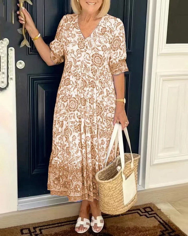 Judith - Blumenkleid mit V-Ausschnitt