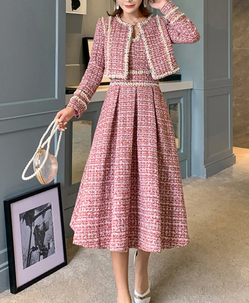 Ute - Tweed-Kleid mit Jacke