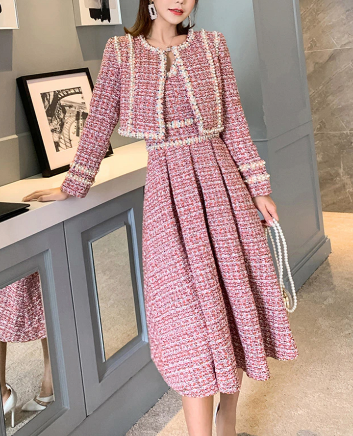 Ute - Tweed-Kleid mit Jacke