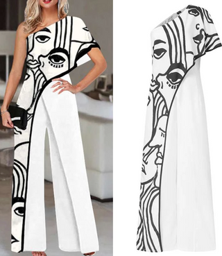 Anke - Jumpsuit mit Gesichter-Print