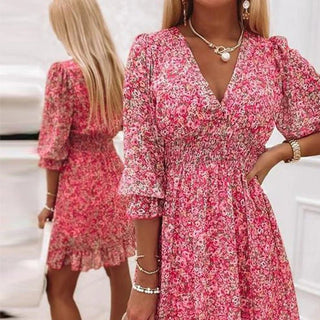 Tina - Blumenkleid mit Puffärmeln