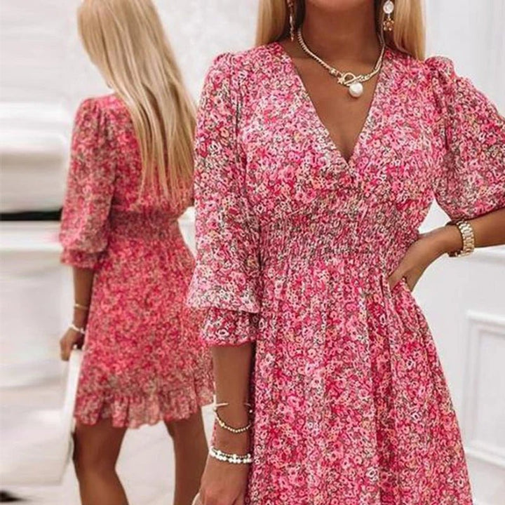 Tina - Blumenkleid mit Puffärmeln