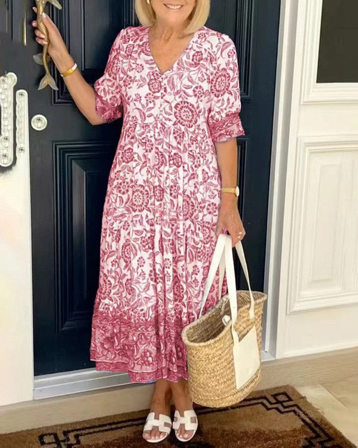 Judith - Blumenkleid mit V-Ausschnitt