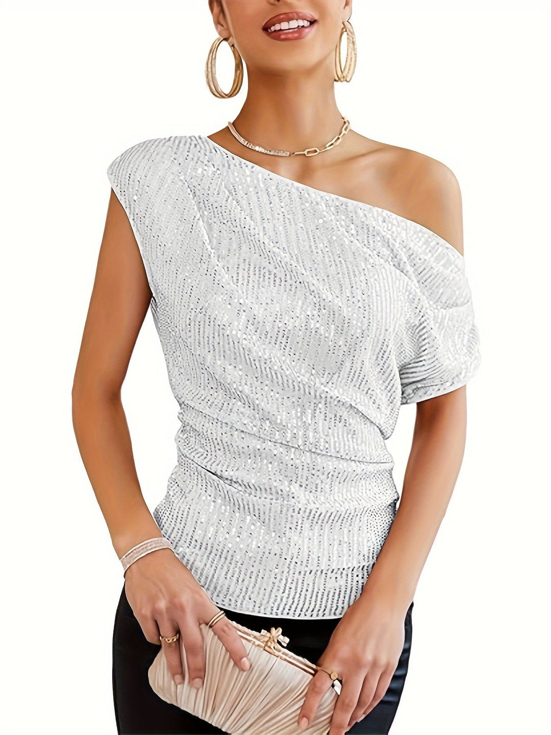 Frauke - Asymmetrisches Satin-Top