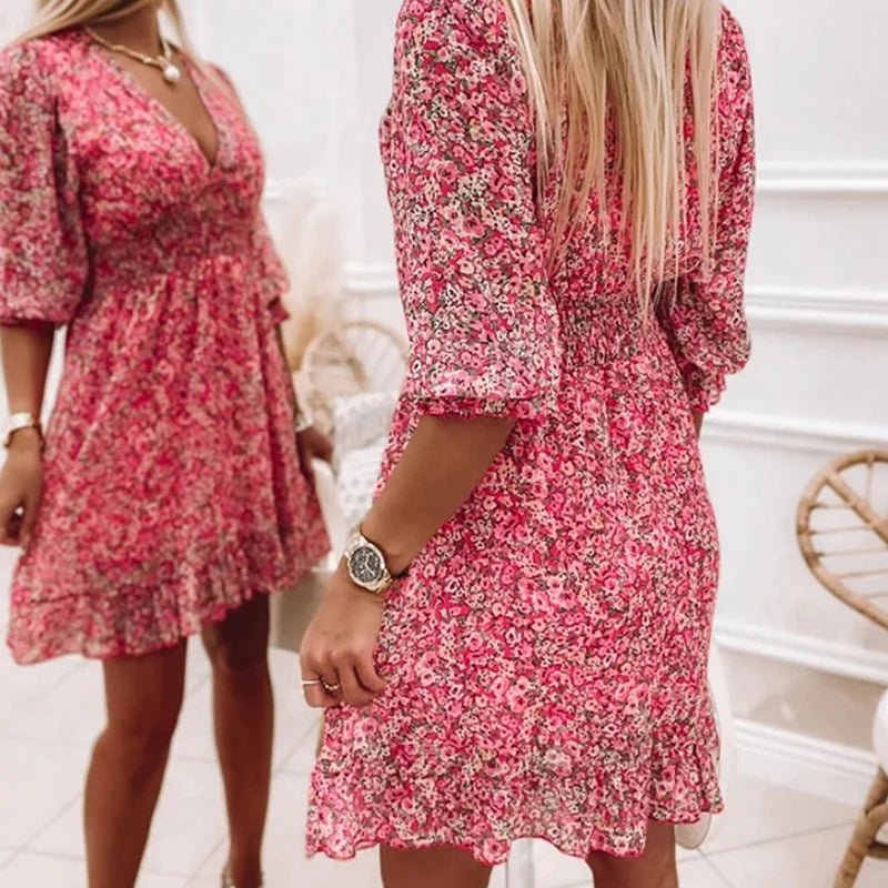 Tina - Blumenkleid mit Puffärmeln