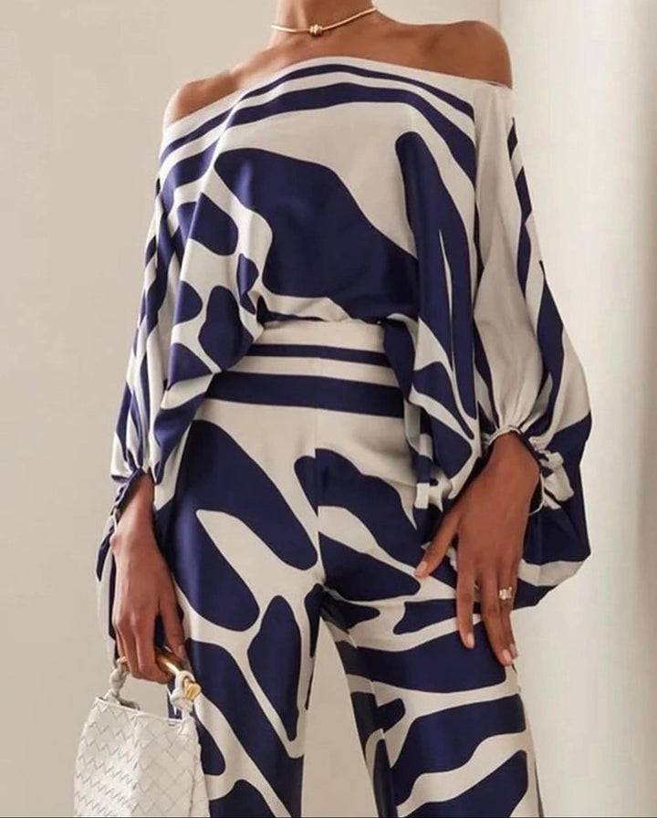 Elsbeth - Schulterfreies Satin-Set