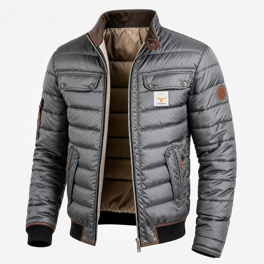 Konrad - Steppjacke im Vintage-Look in Grau