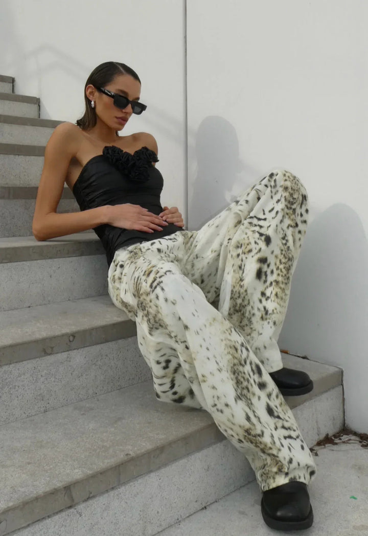 Ella - Leopard Wide Leg Jeans