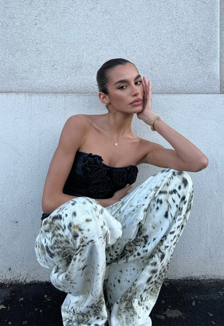 Ella - Leopard Wide Leg Jeans