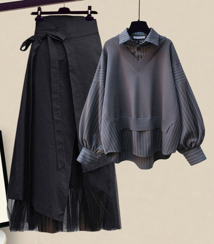 Greta - Strickset mit Mesh-Rock