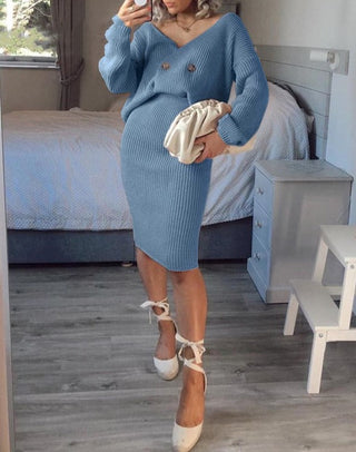 Jacqueline - Ripp-Strickset mit Rock