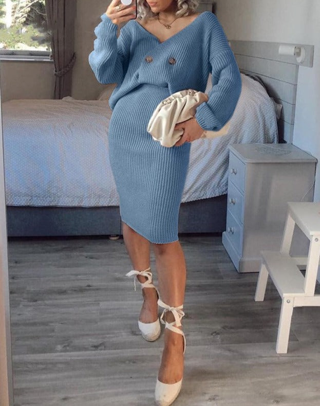 Jacqueline - Ripp-Strickset mit Rock