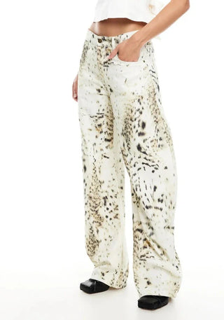 Ella - Leopard Wide Leg Jeans