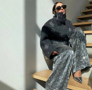Tilda - Wollmantel mit Perlen