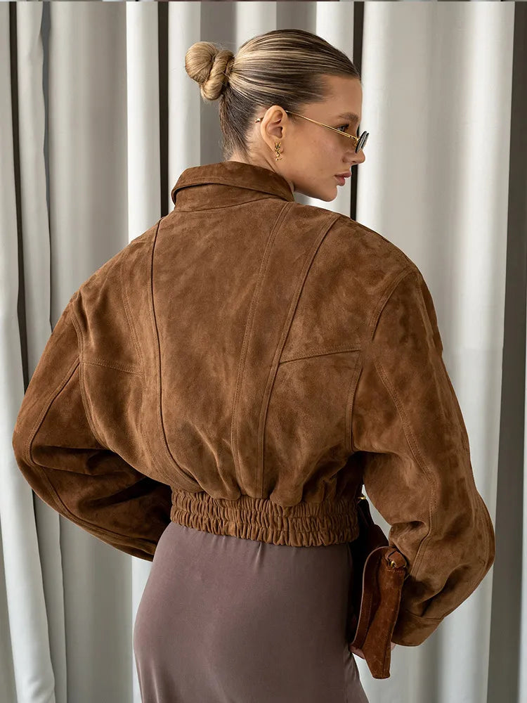 Barbara - Oversized Jacke in Wildlederoptik