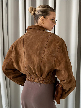 Barbara - Oversized Jacke in Wildlederoptik