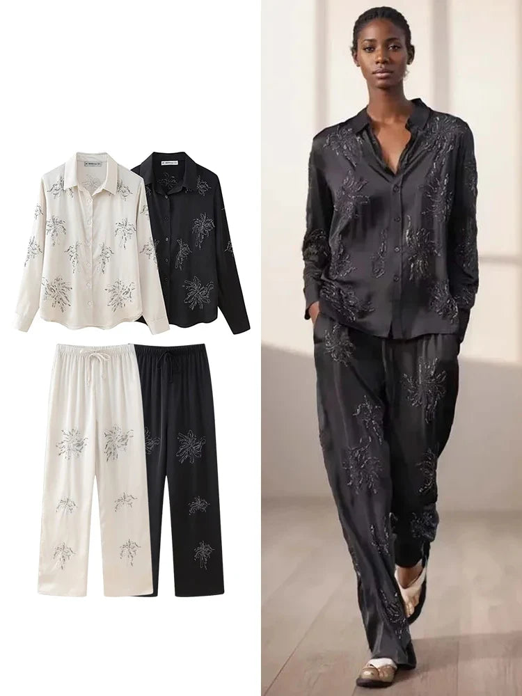 Liv - Besticktes Set mit weiter Hose