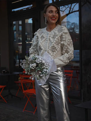 Beate - Gesteppter Pailletten-Cardigan