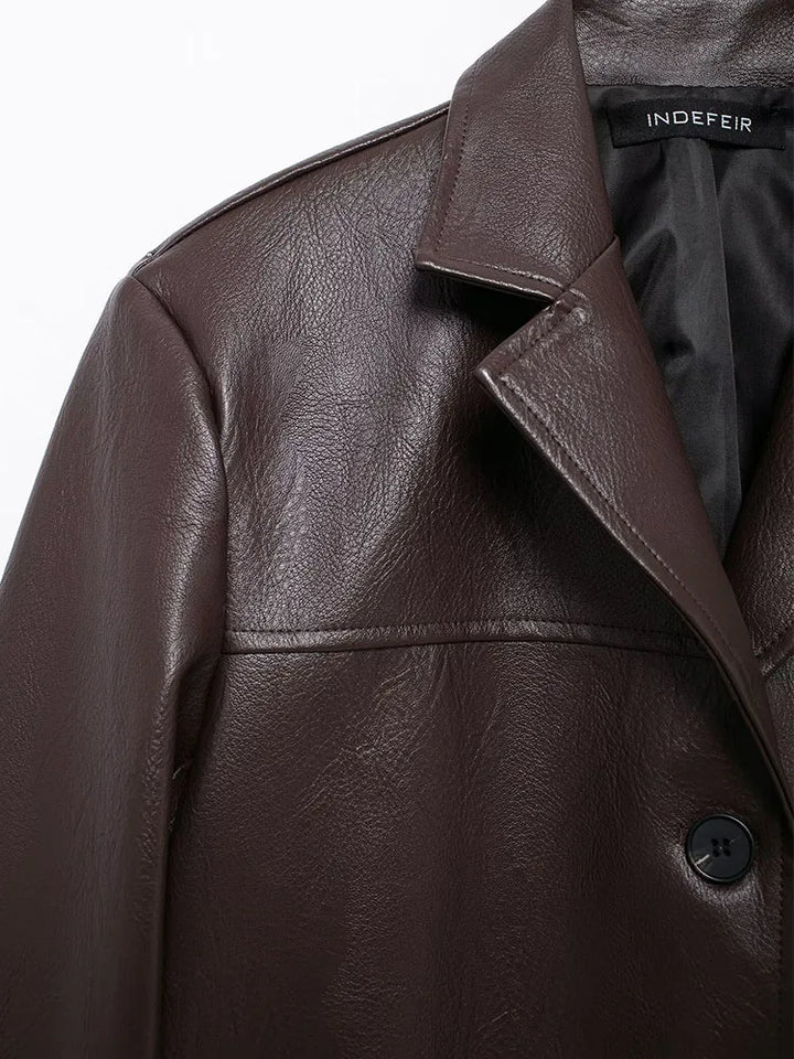 Carolin - Oversized Jacke in Lederoptik