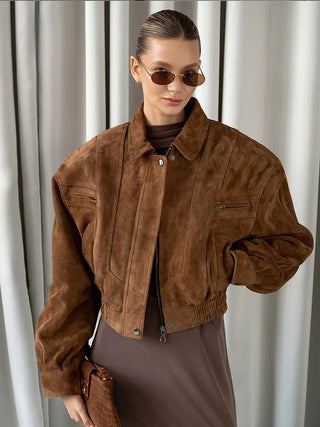 Barbara - Oversized Jacke in Wildlederoptik