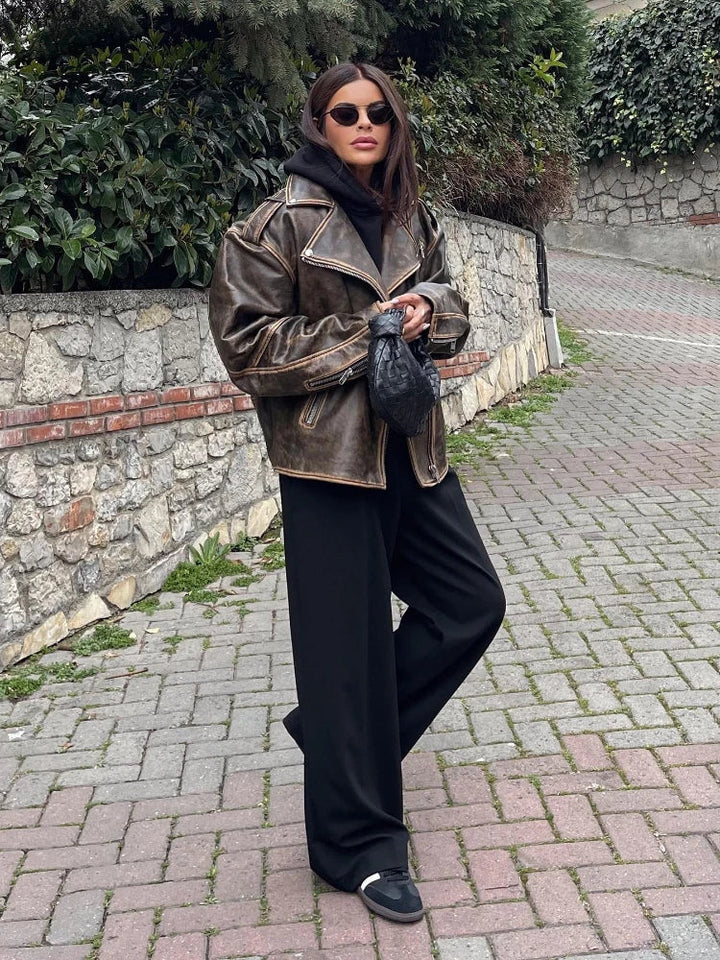 Verena - Oversized Jacke in Lederoptik