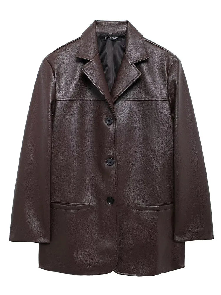 Carolin - Oversized Jacke in Lederoptik