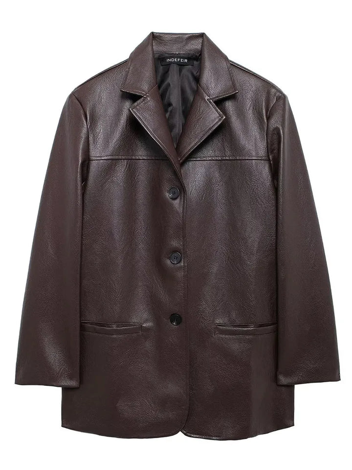 Carolin - Oversized Jacke in Lederoptik