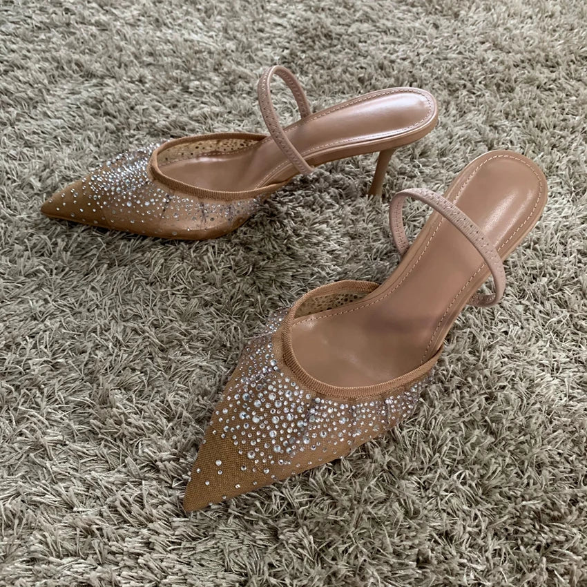 Renate - Mesh-Pumps mit Strass