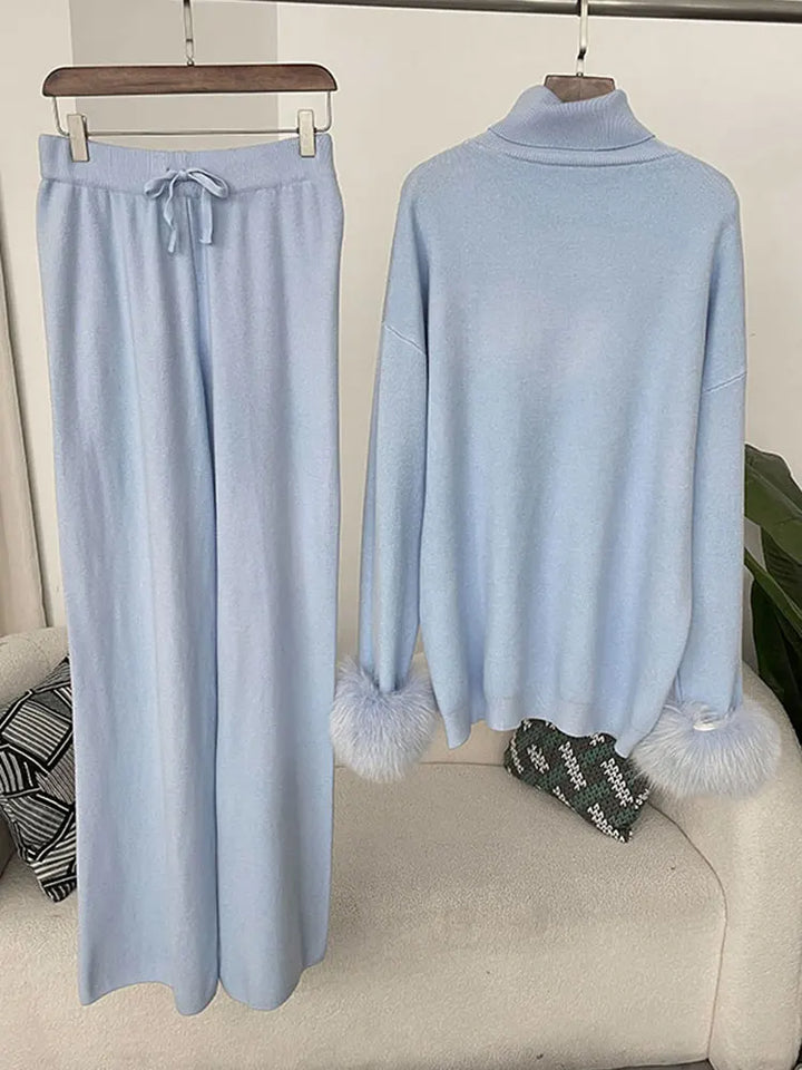 Beate - Strickset mit Kunstfell