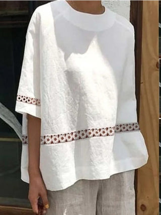 Margot - Bestickte Leinenbluse