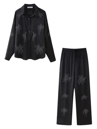 Liv - Besticktes Set mit weiter Hose