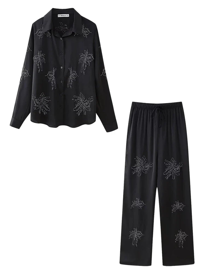 Liv - Besticktes Set mit weiter Hose