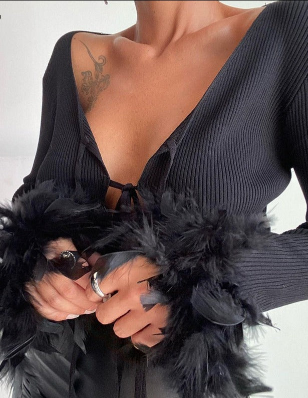 Pia - Feder-Crop-Top