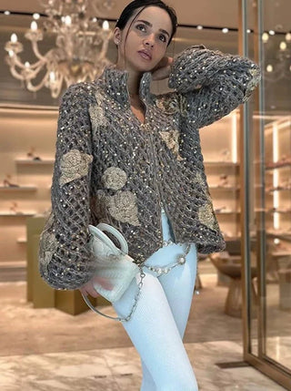 Bettina - Pailletten-Strickjacke