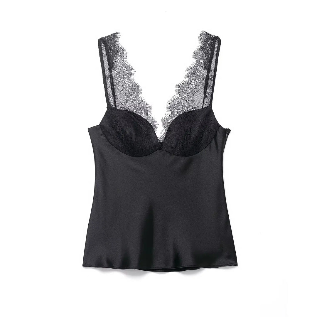Zoe - Satin-Spitzen-Top