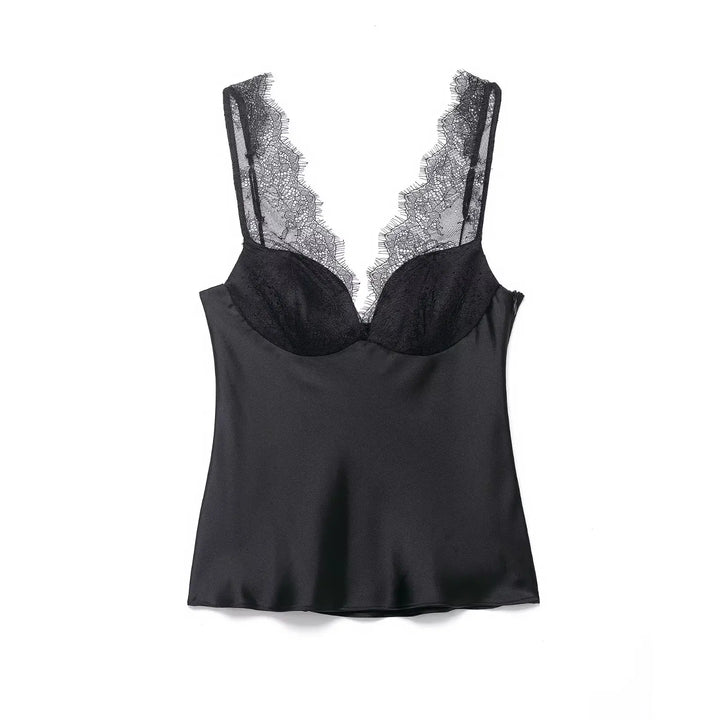 Zoe - Satin-Spitzen-Top