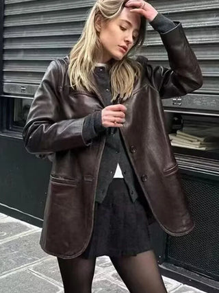 Carolin - Oversized Jacke in Lederoptik