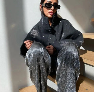 Tilda - Wollmantel mit Perlen