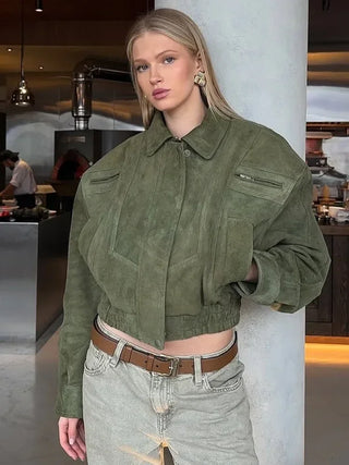 Barbara - Oversized Jacke in Wildlederoptik