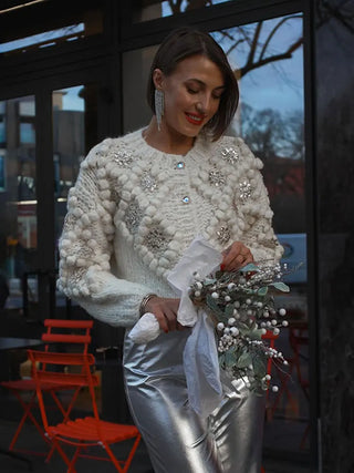 Beate - Gesteppter Pailletten-Cardigan