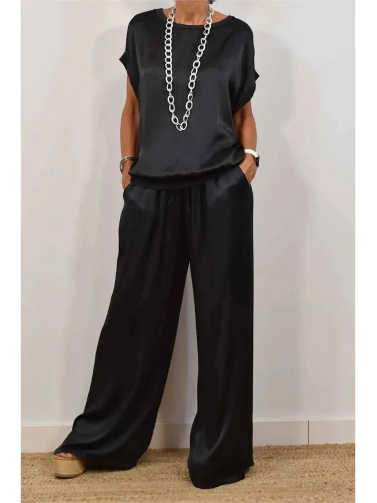 Svea - Satin-Set mit weiter Hose
