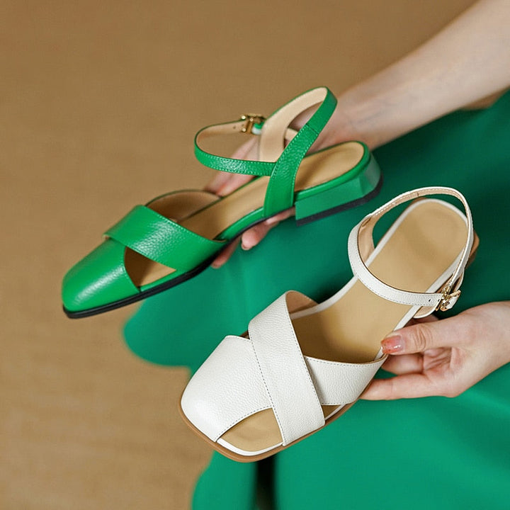 Julia - Ledersandalen mit Blockabsatz