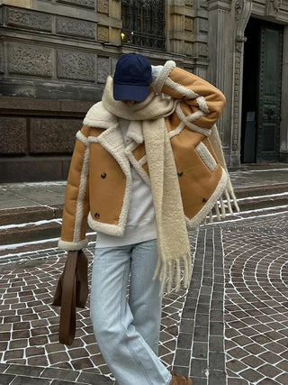 Amelie - Kurze Lammfelljacke