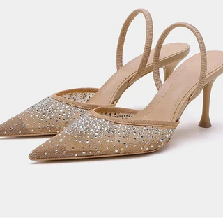 Renate - Mesh-Pumps mit Strass