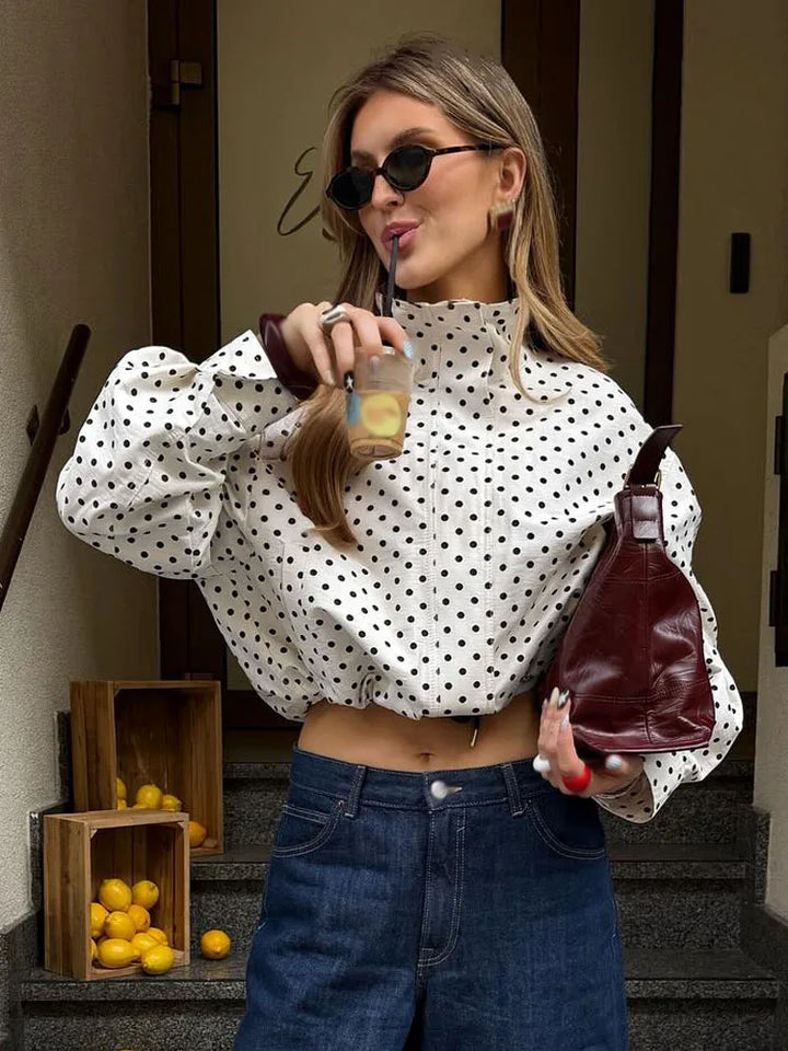 Katharina - Gepunktetes Set mit Rollkragen