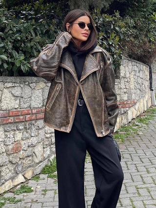 Verena - Oversized Jacke in Lederoptik