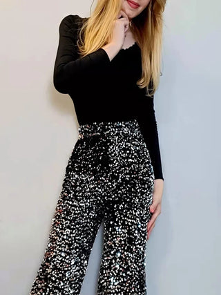 Svenja - Weite Paillettenhose