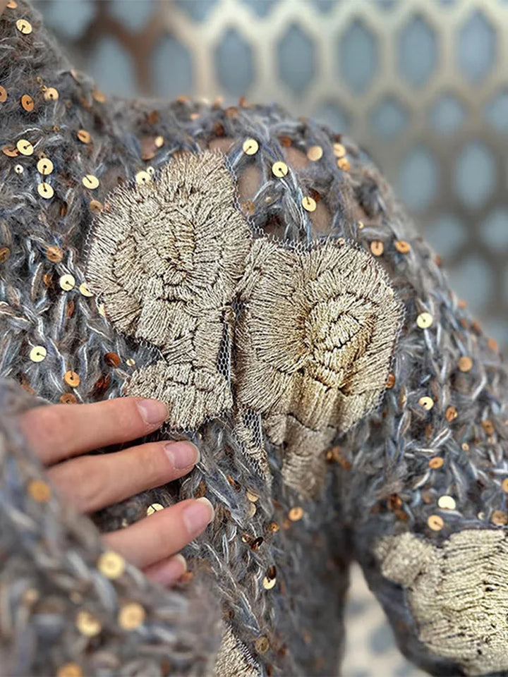 Bettina - Pailletten-Strickjacke